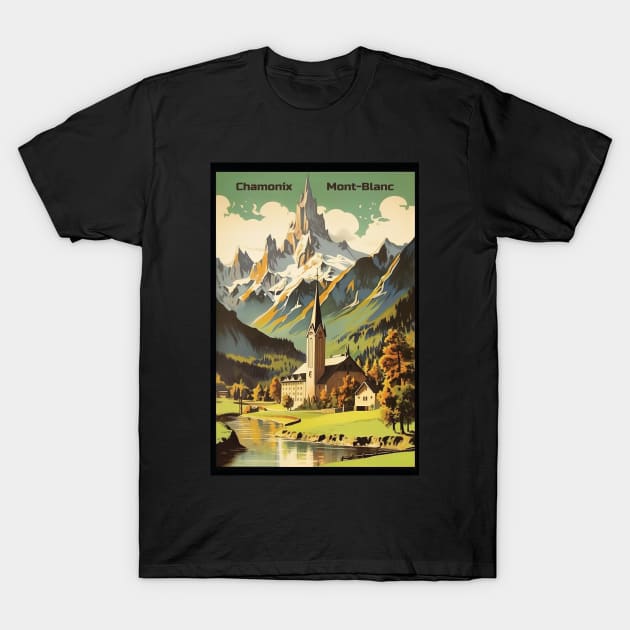 Chamonix, Mont Blan, Ski Poster T-Shirt by BokeeLee